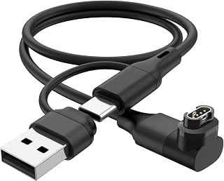2-in-1 USB C Charger Cable for Garmin Vivoactive 5 4S 4 3,Fenix 8 ​​7 7S 7X 6 6S 6X Pro 5 5S 5X Plus,Forerunner 935 945 955 965 45 265 245 165 Approach S10 S40 S60 X10 Quatix 7 6 (0.3m)