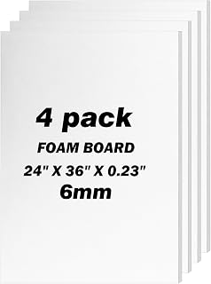 Julonova 4 Pack Foam Board 24"x36", 0.23" Thick White Poster Board, Acid-Free Double Sided Foam Core Board for Presentation Art, Display, Office, School Projects, Crafting, Sign Making