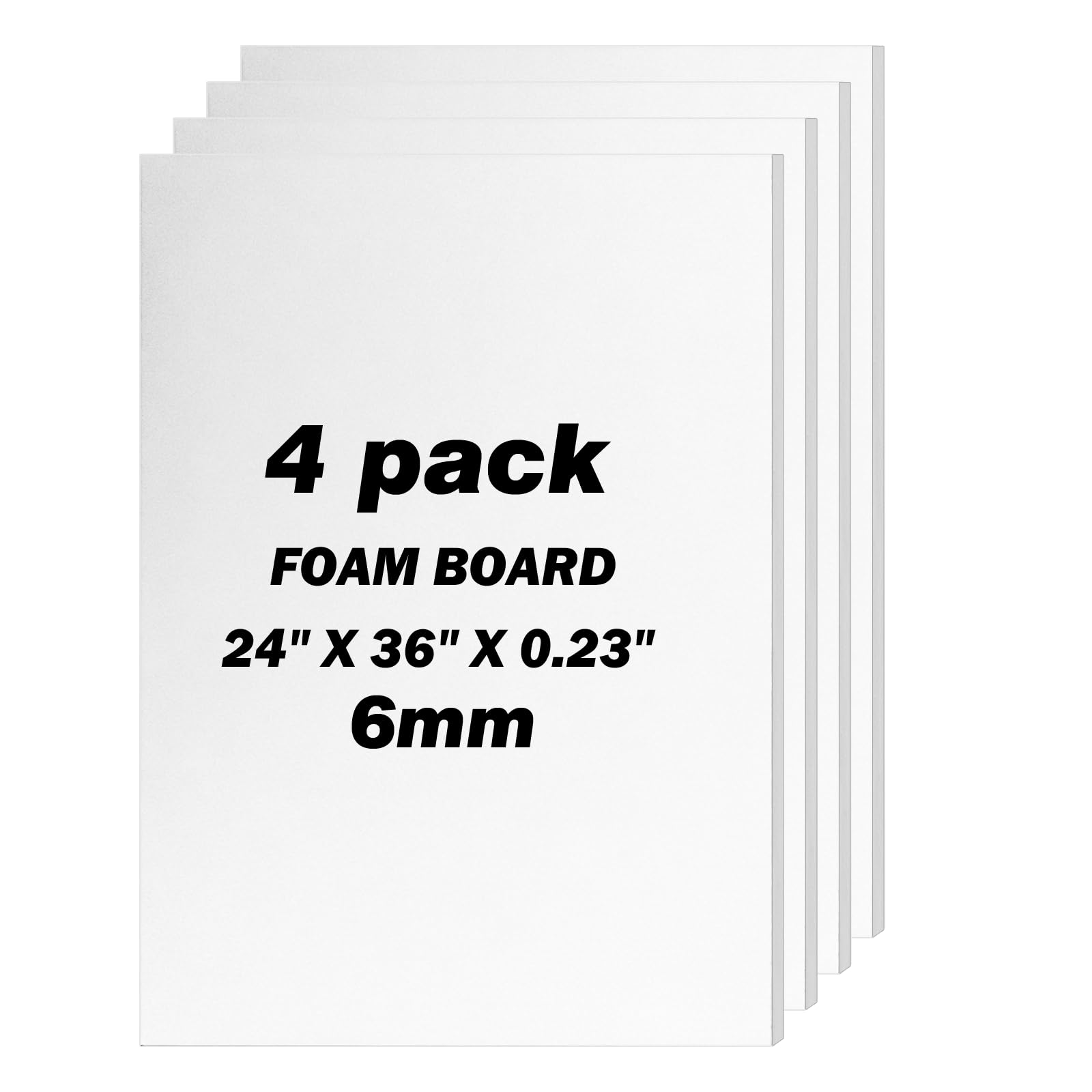 Julonova 4 Pack Foam Board 24"x36", 0.23" Thick White Poster Board, Acid-Free Do