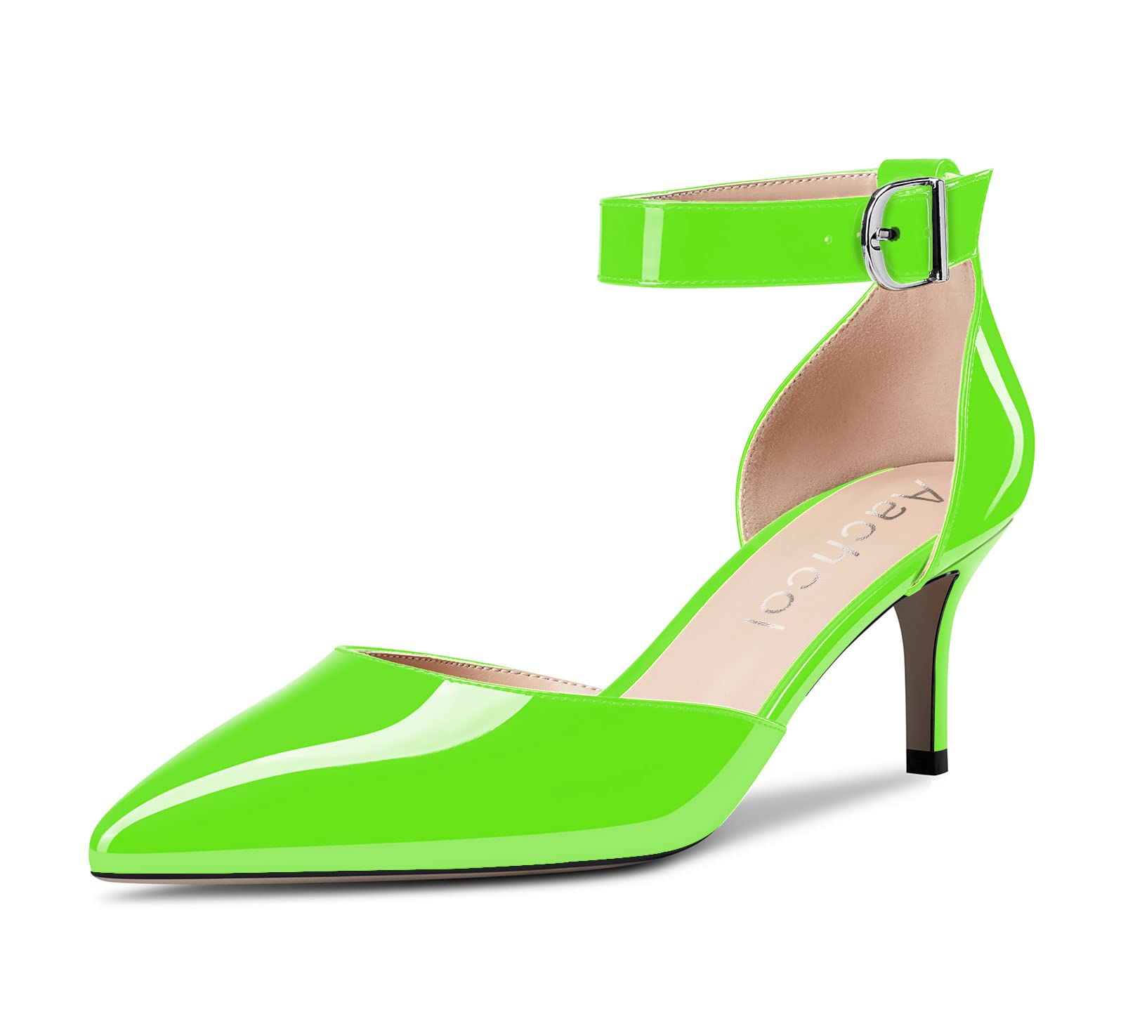 Aachcol Women's Stiletto Mid Heel Ankle Strap Pointed Toe Pumps Sandals Dress Sh