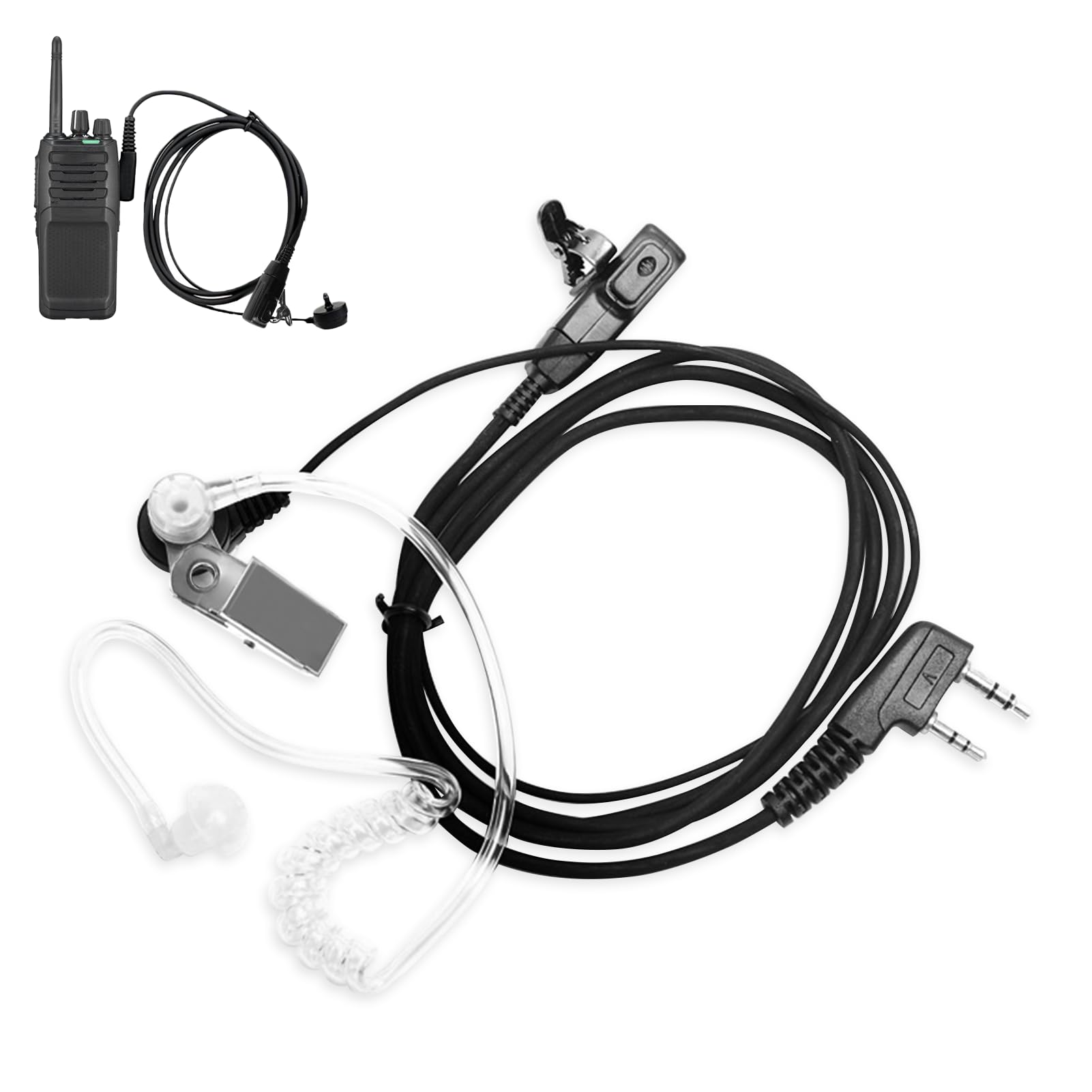 Walkie Talkie Earpiece with Mic Suitable for Retevis Baofeng Kenwood 2-pin | Ear