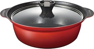 Wahei Freiz Earthenware-Style Tabletop Pot, 9.4 inches (24 cm), 4.3L, No. 8, For 3 to 4 People, Induction (IH) Compatible, Gas, PFOA-Free, Fluoropolymer Coating, Nagomi Chouzen RB-3199