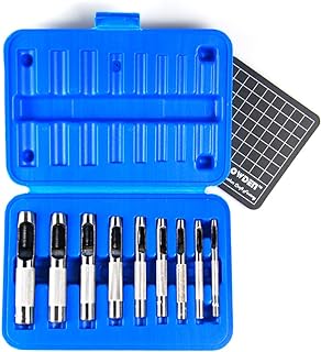 OWDEN 9 Pieces Leather Hollow Punch Set (1/8"-1/2") with a Cutting mat. | Round Hollow Punch Set,Sharp Punch Makes Precise Holes in Leather,Paper,Canvas,Plastic Sheets,Rubber Sheets Etc.
