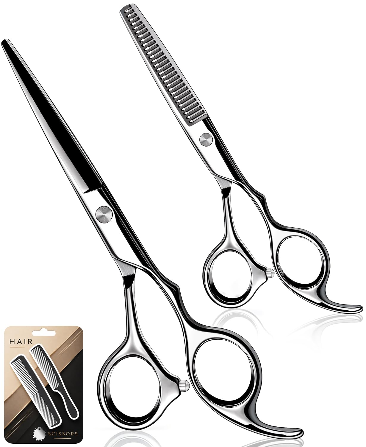 Professional Hair Cutting Scissors & Thinning Shears Set with 2 Combs, Screwdriv