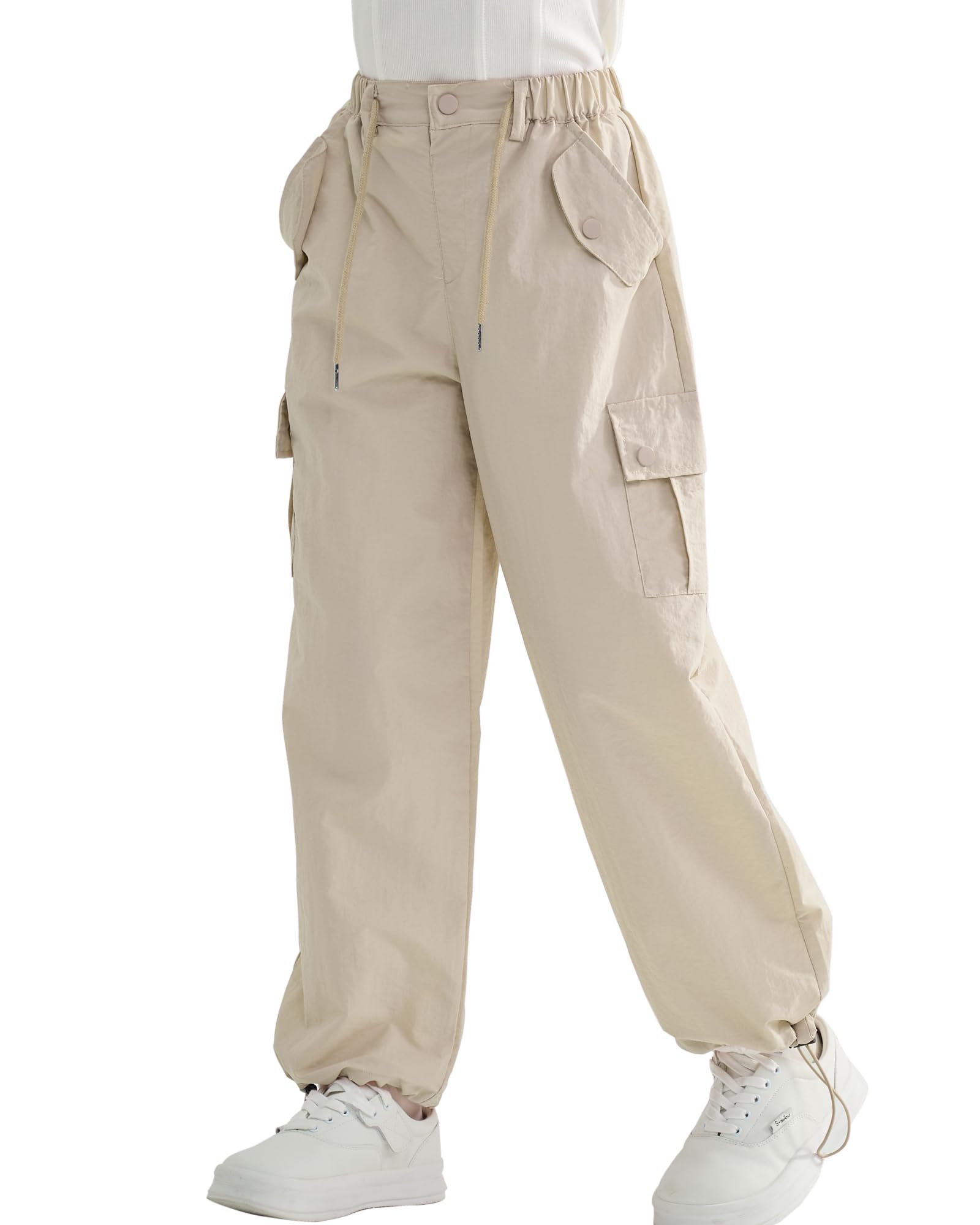 Rolanko Girls Paratrooper Trousers, Vintage Y2K Joggers with Elastic Waist Adjus