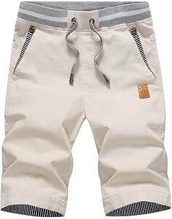 STICKON Men's Shorts Casual Classic Fit Drawstring Summer Beach Shorts with Elastic Waist and Pockets