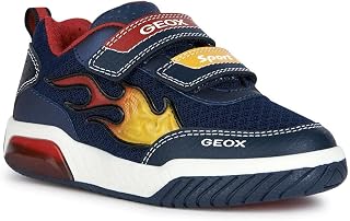 Geox J Inek B.B Infant's Two Strap Synthetic Sneakers with LED Light (Navy Red, US 12)