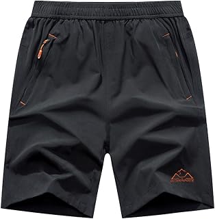 Rdruko Men's Quick Dry Hiking Shorts Lightweight Running Gym Outdoor Active Shorts with Zip Pockets