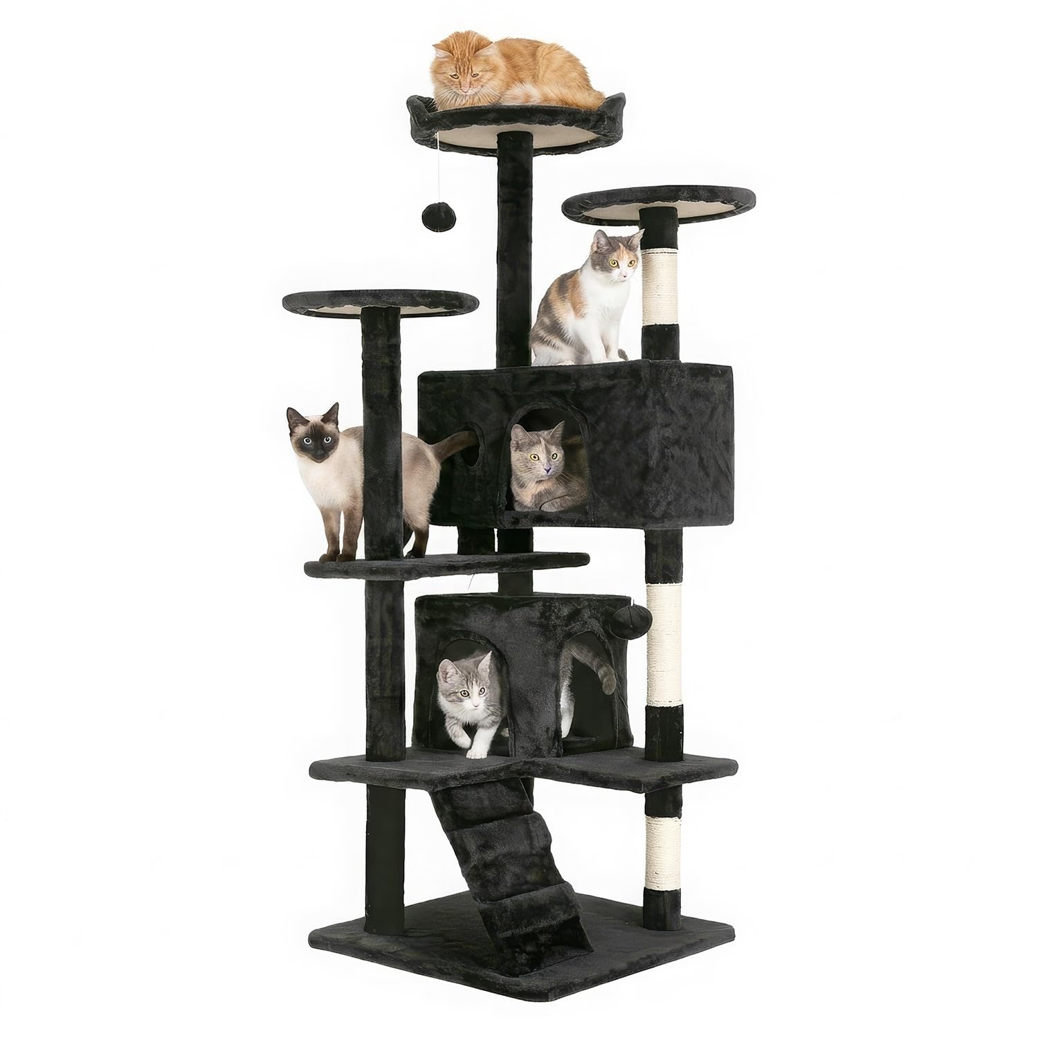 FDW | 54" Cat Tree Tower | Dark Gray | Multi-Level Indoor Activity Center | with