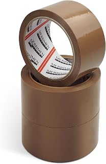 Merrimen Strong Heavy Duty Roll Pack Brown Packaging Tape, Secure Sticky Sealing Tape for Parcel Boxes, Moving Boxes, Large Postal Bags for Long Term Storage, (48MM x 66M) (3 rolls, Brown)