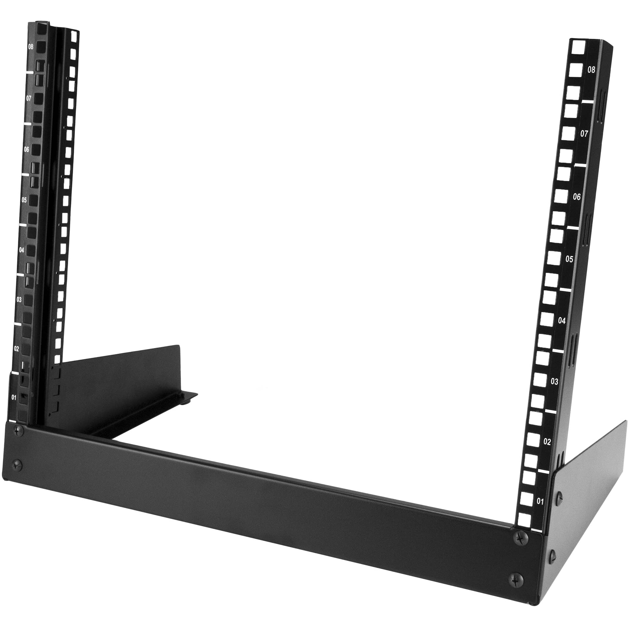 StarTech.com 2-Post 8U Desktop Server Rack, Small Open Frame 19in Computer Rack,