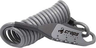 CROPS Câble antivol pour vélo, Q5-COCON 1,8 m, gris, 3 chiffres réinitialisable, câble de verrouillage à combinaison, design compact, facile à transporter, câble d'antivol de vélo