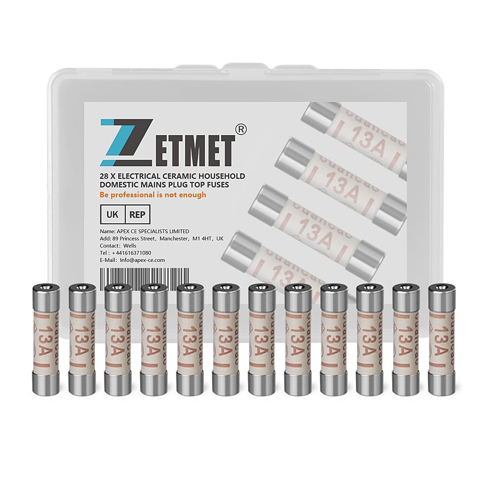 28 x 13Amp Fuses BS1362 Electrical Ceramic Household Domestic Mains Plug Top Fus