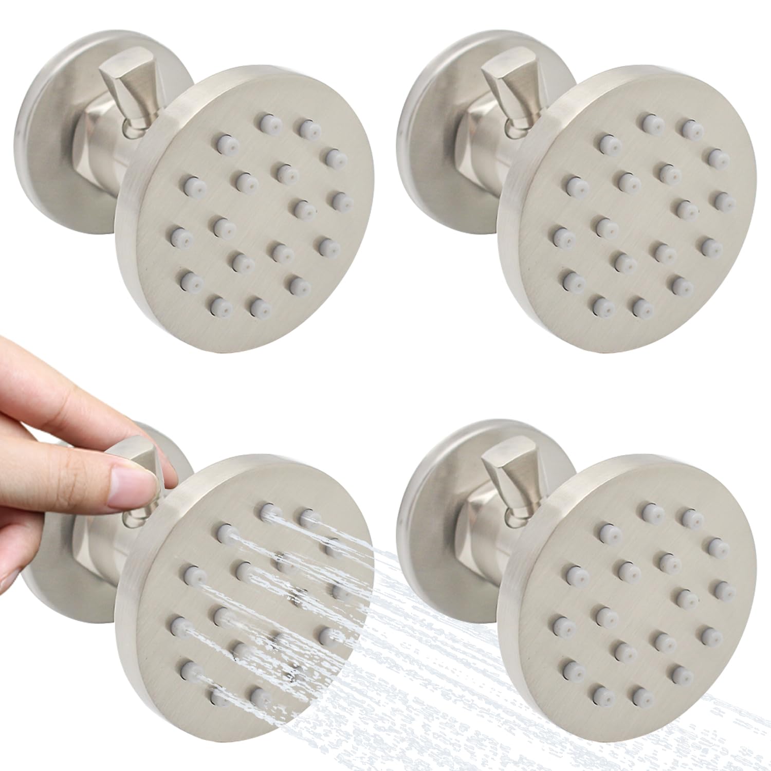 Brass Shower Body Jets with Adjustable Flow, Massage Spa Brushed Nickel Round Bo