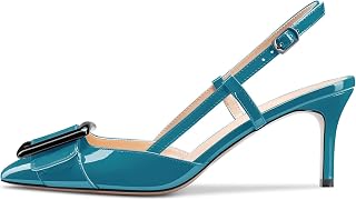 Castamere Women's Stiletto Mid Heel Pointed Toe Slip-On Pumps Slingback Bow Tie Dress Wedding Party Sandals 6.5 cm Heels