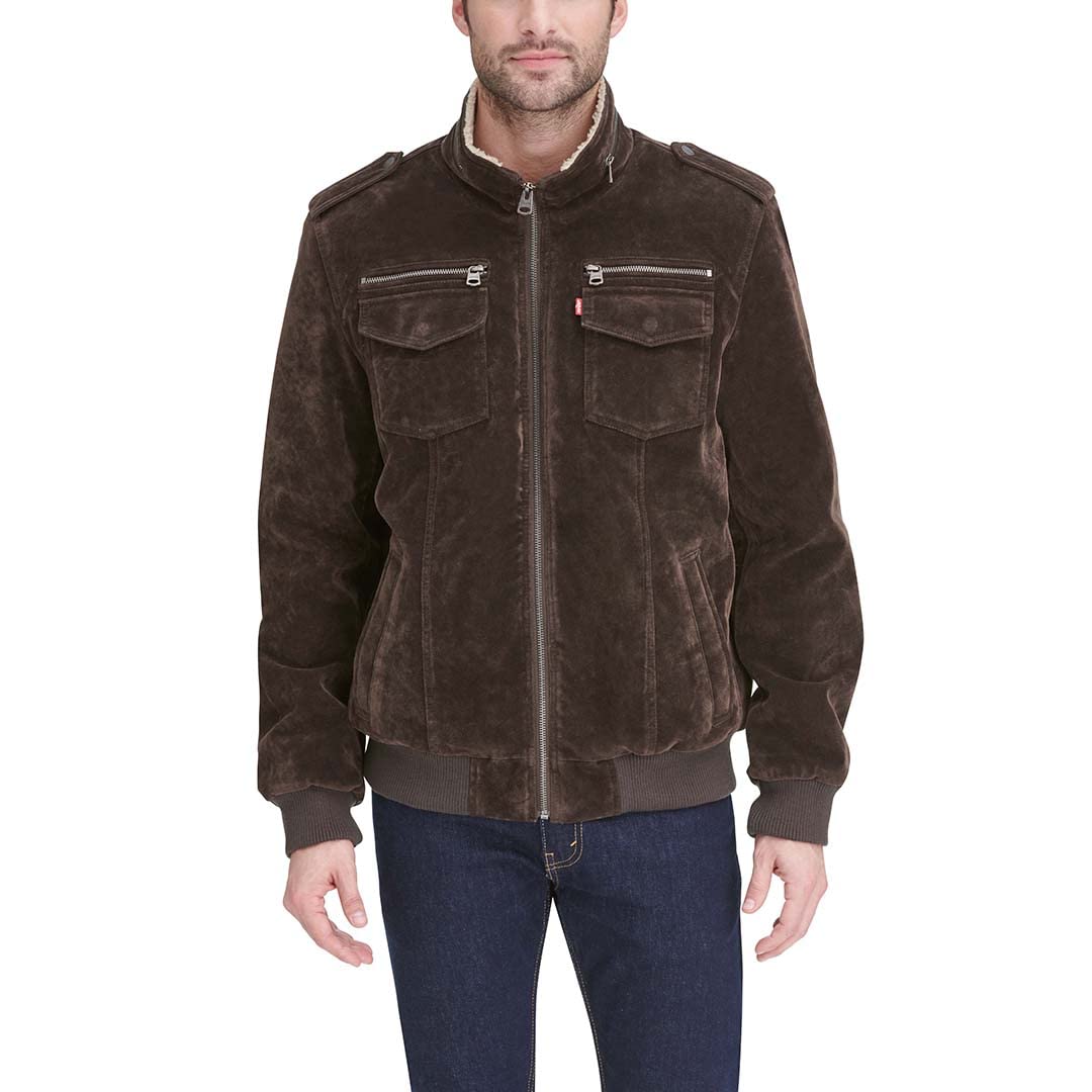 Levi's Faux Leather Sherpa Lined Aviator Bomber Jacket Faux Leather Men's Jacket