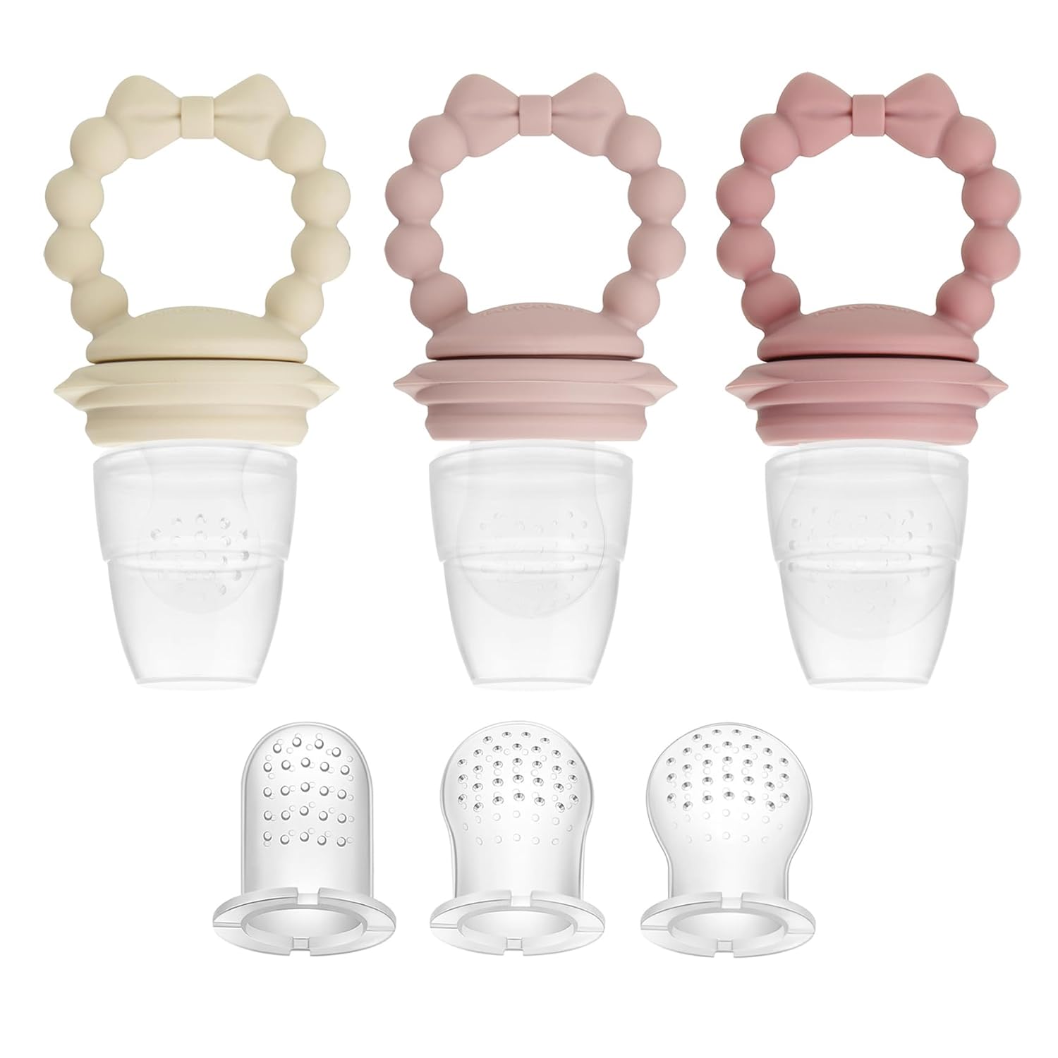 PandaEar 3 Pack Baby Fruit Food Feeder Pacifier with 3 Different Size Silicone P