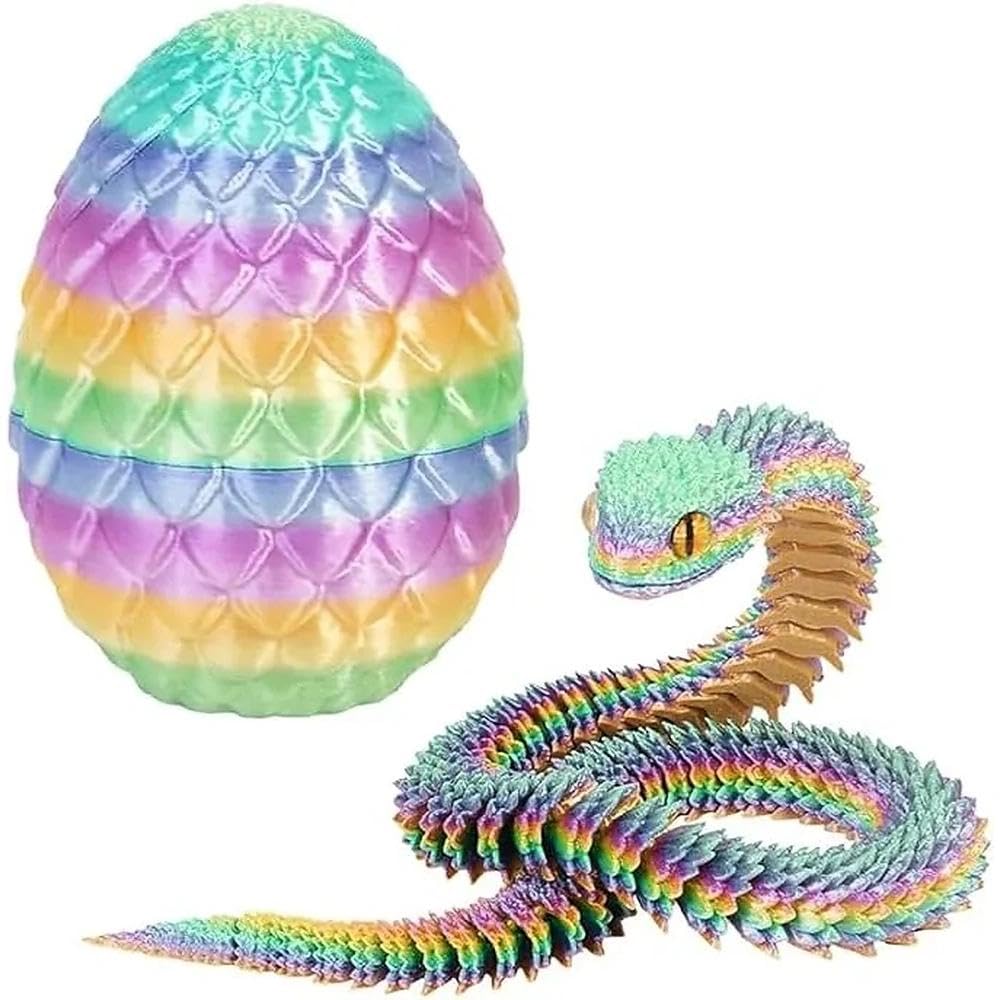 3D Printed Rainbow Snake Eggs with Snake Inside Unique Desk Decoration for Offic