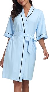 EA'S SECRET Accappatoi corti estivi da donna in 100% cotone, leggero, morbido, lavorato a maglia, con tasche, confezione da 1