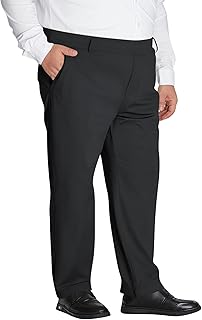 Idtswch Mens Big and Tall Full Elastic Waist Pants Stretch Slacks Casual with Zipper Fly and Pockets
