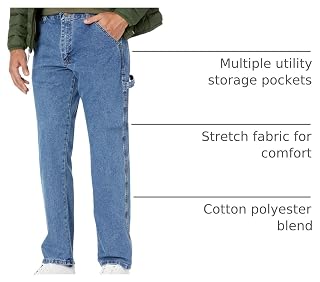 Wrangler Authentics mens Classic Carpenter jeans, Antique Stone, 36W x 32L US