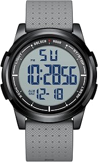 GOLDEN HOUR Ultra-Thin Minimalist Sports Waterproof Digital Men's Watches with Wide-Angle Display Rubber Strap Wristwatch for Men Women