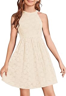 HOSIKA Flower Girl Dress Halter Neck Elegant Floral Lace A-line Party Dress