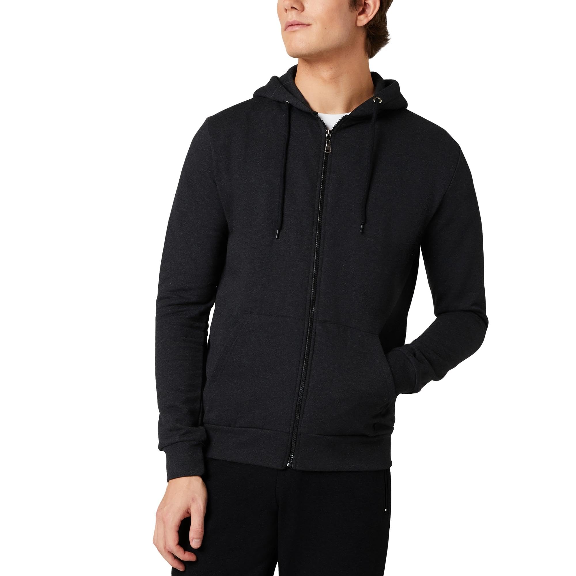 FM London, Felpa da Uomo con Cappuccio e Zip e Fodera in Pile
