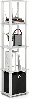 Furinno Turn-N-Tube 5 Tier Square Open Frame Book Shelving Unit with Storage for Organization Living Room Garage Home Office White