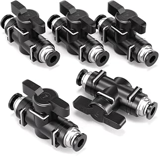 Bwintech 5 Pcs 6mm Pneumatic Ball Valve Push to Connect Fittings BUC Air Flow Control Valve Straight Quick Connect Air Hose Fittings