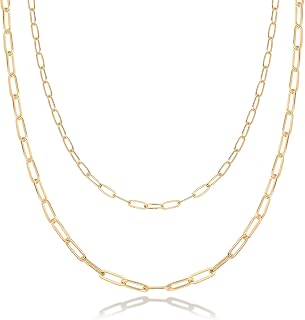 PAVOI 14K Gold Plated Layering Chain Necklaces for Women, Stackable Chains