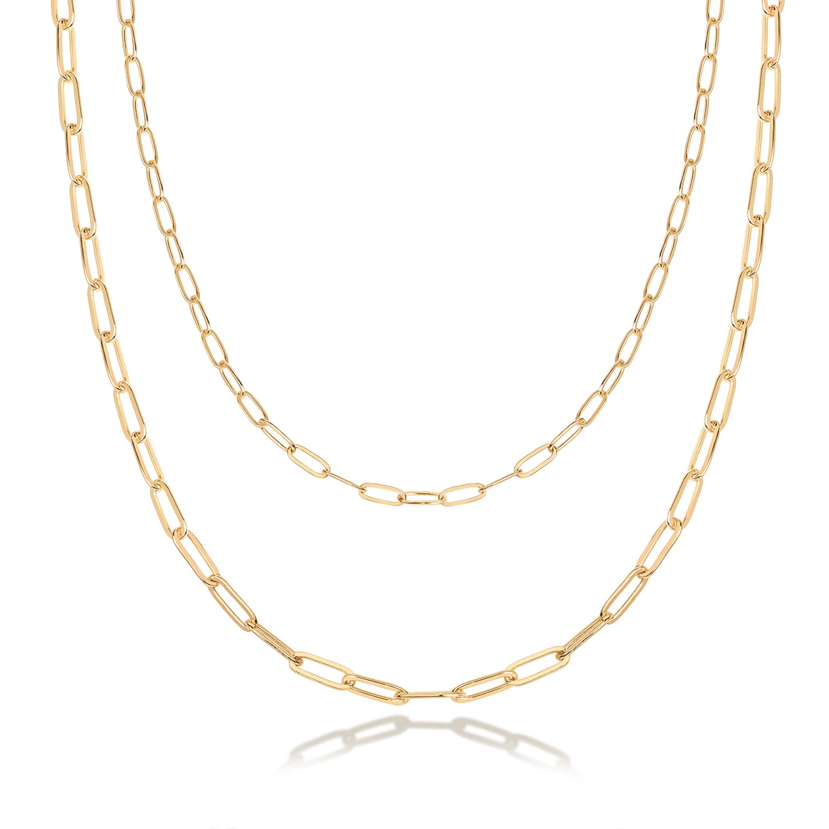 PAVOI 14K Gold Plated Layering Chain Necklaces for Women, Stackable Chains
