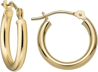 MAZZERI Solid Gold Hoop Earrings 14k Real Gold For Women and Men - Hypoallergenic, Made in the USA, Available in Yellow or White Gold