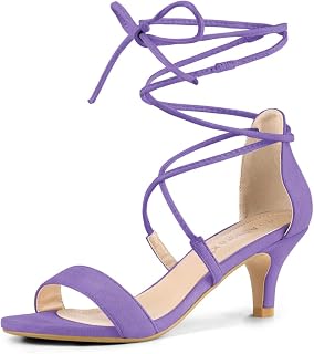 Allegra K Women Kitten Heel Lace Up Open Toe Sandals