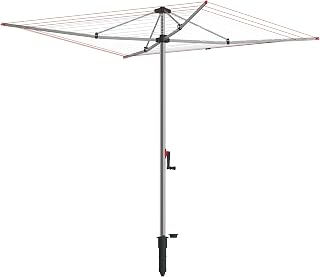Vileda Supadry Hoist Rotary Washing Line, 60 m Outdoor Clothes Dryer | Holds up to 5 Wash Loads, Adjustable Height, Individual Line Tensioners, Includes Ground Socket, Rotates for Faster Drying