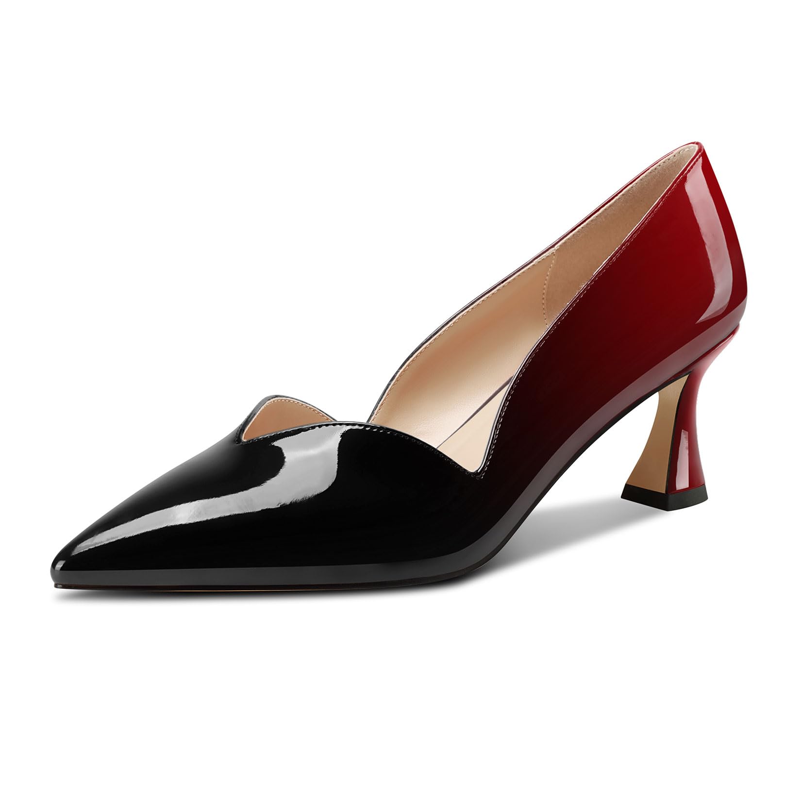 DearOnly Womens Mid Stiletto Heel Dress Slip-on Close Pointed Toe Pumps Cute Pat