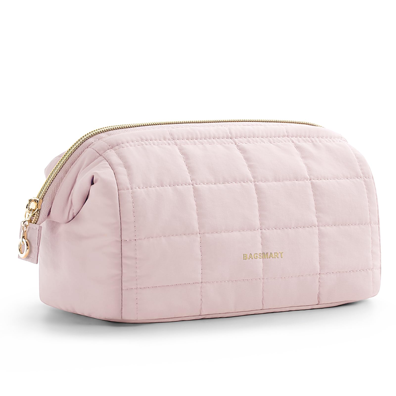 BAGSMART Small Travel Makeup Bag for Women, Wide Opening Cosmetics Bag | Puffy P