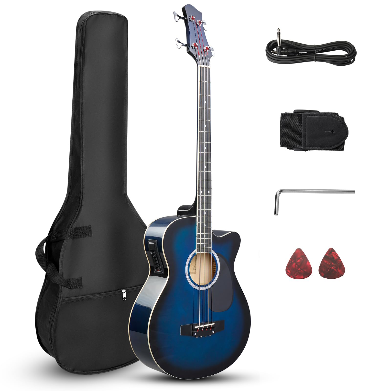 Ktaxon Full Size 4-String Acoustic Bass Guitar Kit with Portable Bag, Premium Ca