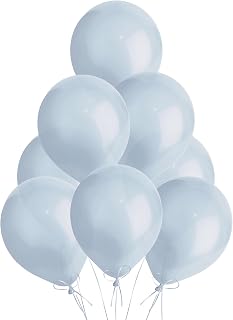 Metallic Light Blue Balloons 10 Pack, Large 12 Inch Thick Latex Biodegradable Helium Party Balloons for Birthday, Wedding, Baby Shower, Valentine's Day Events Decoration for Balloon Arch Garland