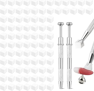 LNAUJS 200 Pcs White Ombre Sponges for Nail, Soft Nail Sponge with Grabbing Pen and Storage Box, Blooming Nails Art DIY Tools for Professionals and Beginners