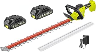 22 inch Hedge Trimmer Cordless with 2 Battery and Charger, 20V Bush Trimmer | Handheld Electric Hedge shears with Dual-Action Blades, Lightweight Grass Cutter Pruning Shrub Trimmer for Garden Yard Tools