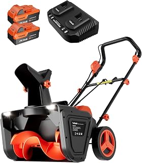 VOLTASK 48V Cordless Snow Blower, 48-Volt | 20-Inch Brushless Electric Snow Blower Cordless, Battery Snow Blower with Directional Plate & LED Lights (2 * 24V Battery & Dual Quick Charger Included)