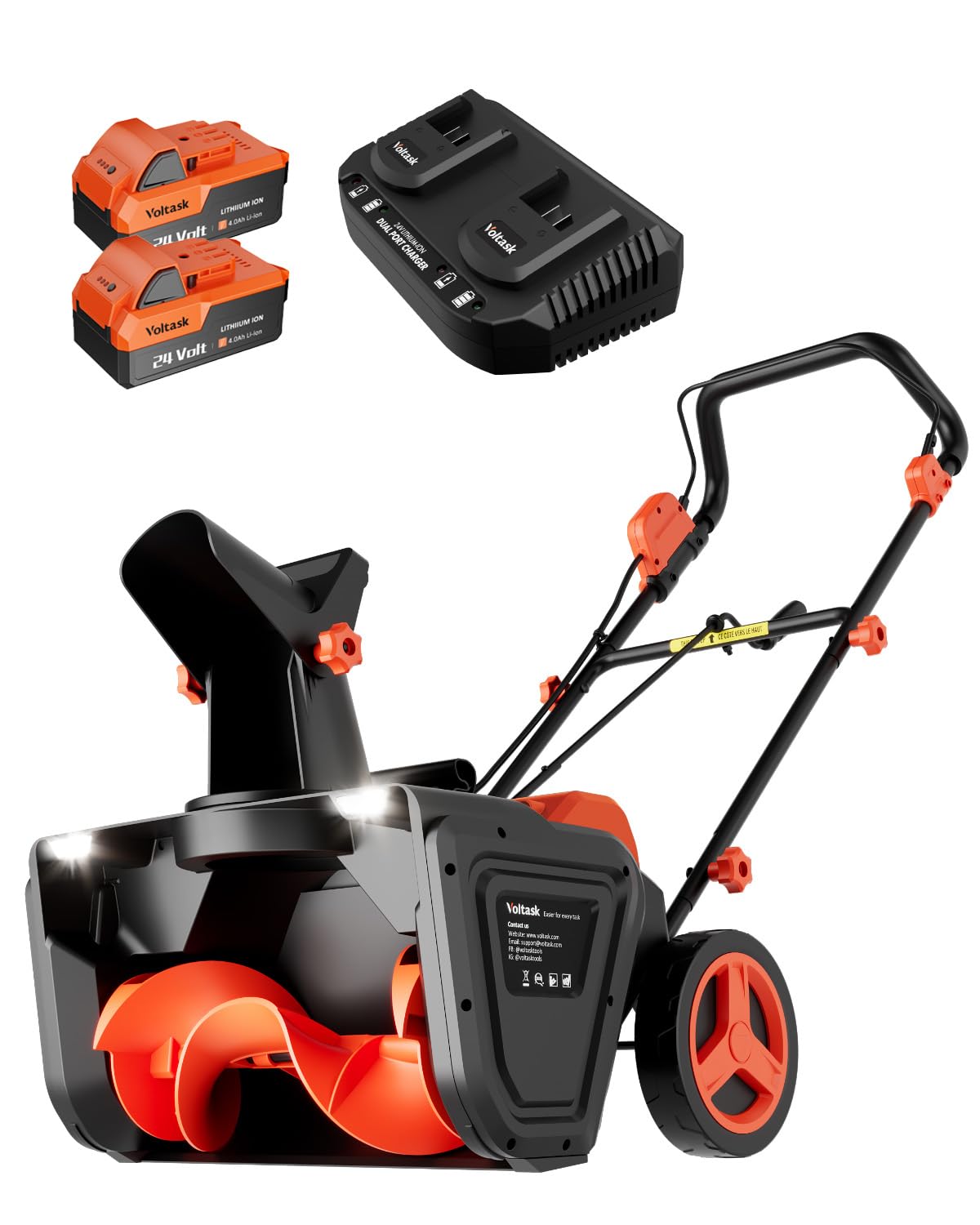 VOLTASK 48V Cordless Snow Blower, 48-Volt | 20-Inch Brushless Electric Snow Blow
