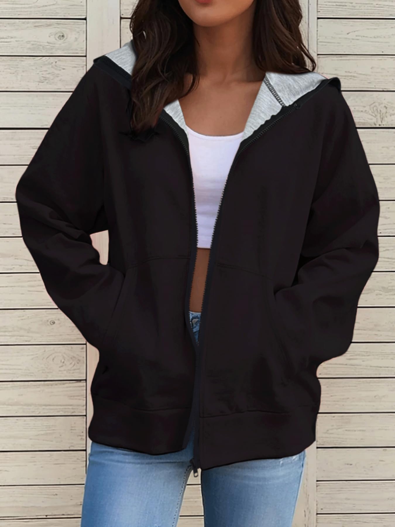 Women's Loose Lightweight Long Sleeve Hoodie Sweatshirt with Front Pocket