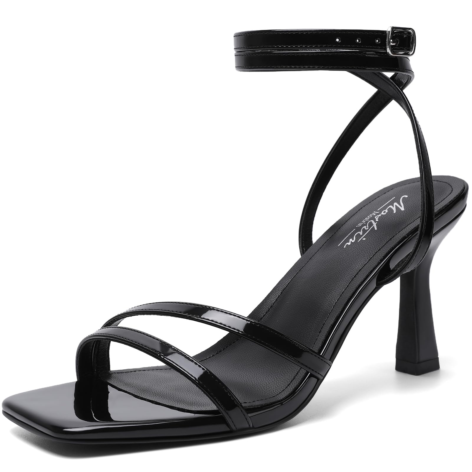 Mostrin Womens Sandals Strappy Heels for Women Ankle Strap Lace Up Heels Square 