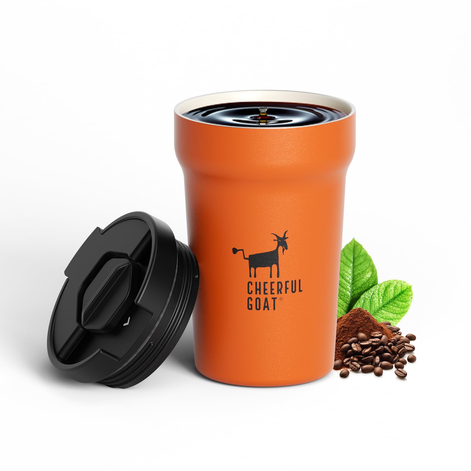 CHEERFUL GOAT Ceramic Lined Coffee Mug – Stainless Steel Travel insulated Tumble