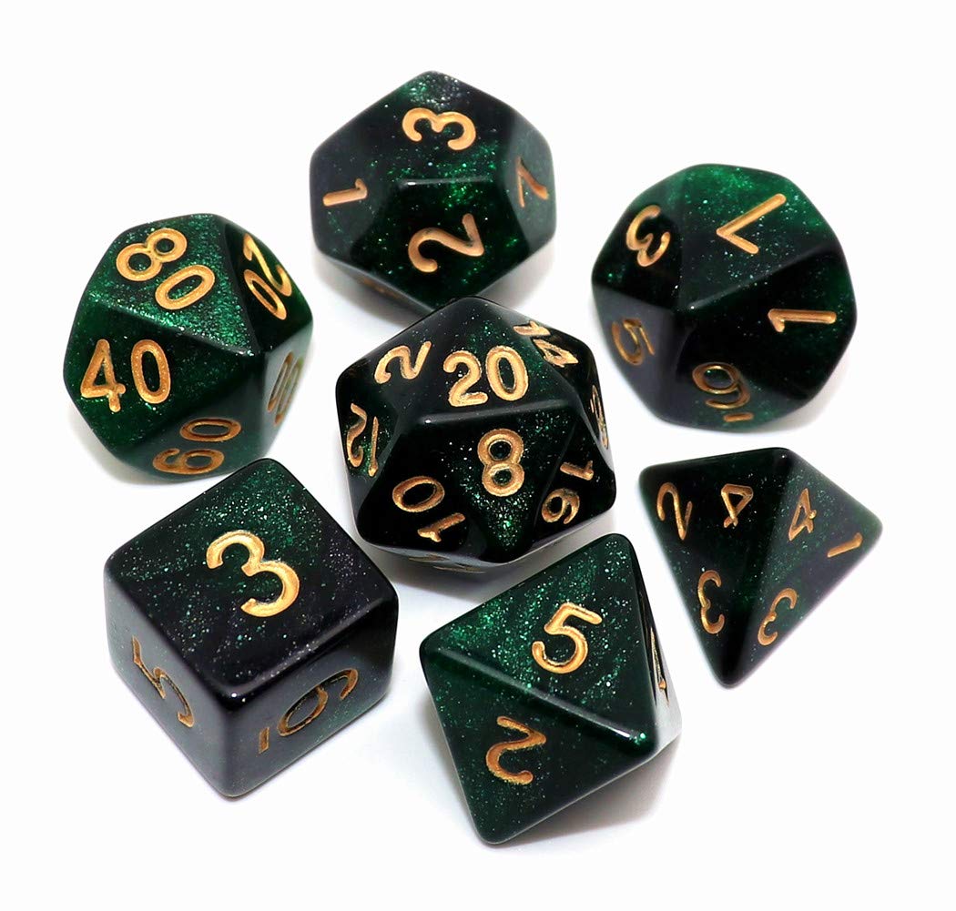 CREEBUY Polyhedral DND Dice Set Glitter Dice for Dungeon and Dragons D&D RPG Rol
