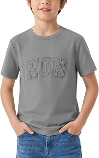 Haloumoning Camisetas de manga corta para niños, de verano, informales, cuello redondo, camisetas de moda de 5 a 14 años