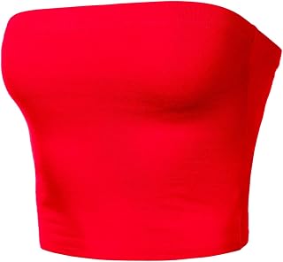 Women Strapless Tube Tops Basic Crop Strachy Bandeau Backless Sleeveless