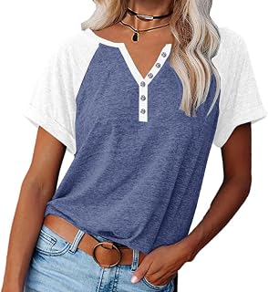 Camisas de verano para mujer, cuello en V, con bloques de color, raglán, manga corta, estilo casaul, a la moda